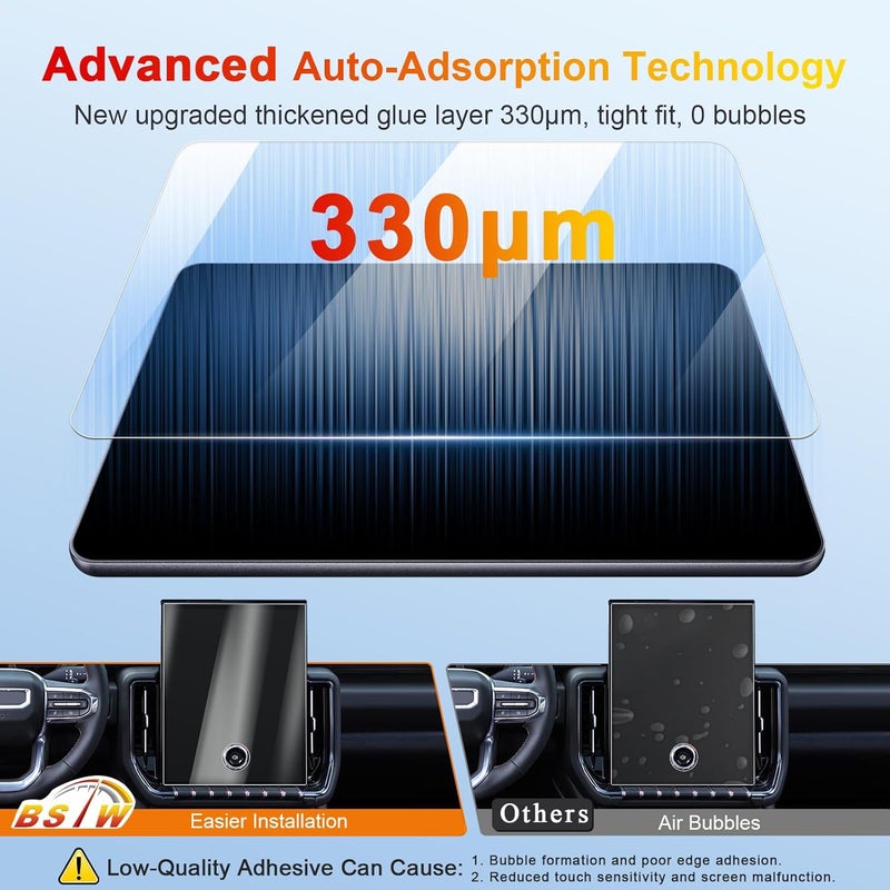 BSTW for 2025 GMC Yukon Screen Protector for 2025 Yukon XL Elevation/AT4/AT4 Ultimate/Denali/Denali Ultimate 16.8" Display for 2025 GMC Yukon Accessories Nano Protective Film 2PCS (Yukon 16.8-In Nano) - Image 5